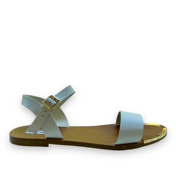 STEVE Madden Rillie White Leather With Gold Capped Toe Sandals | Size 10 - Picture 5 of 11